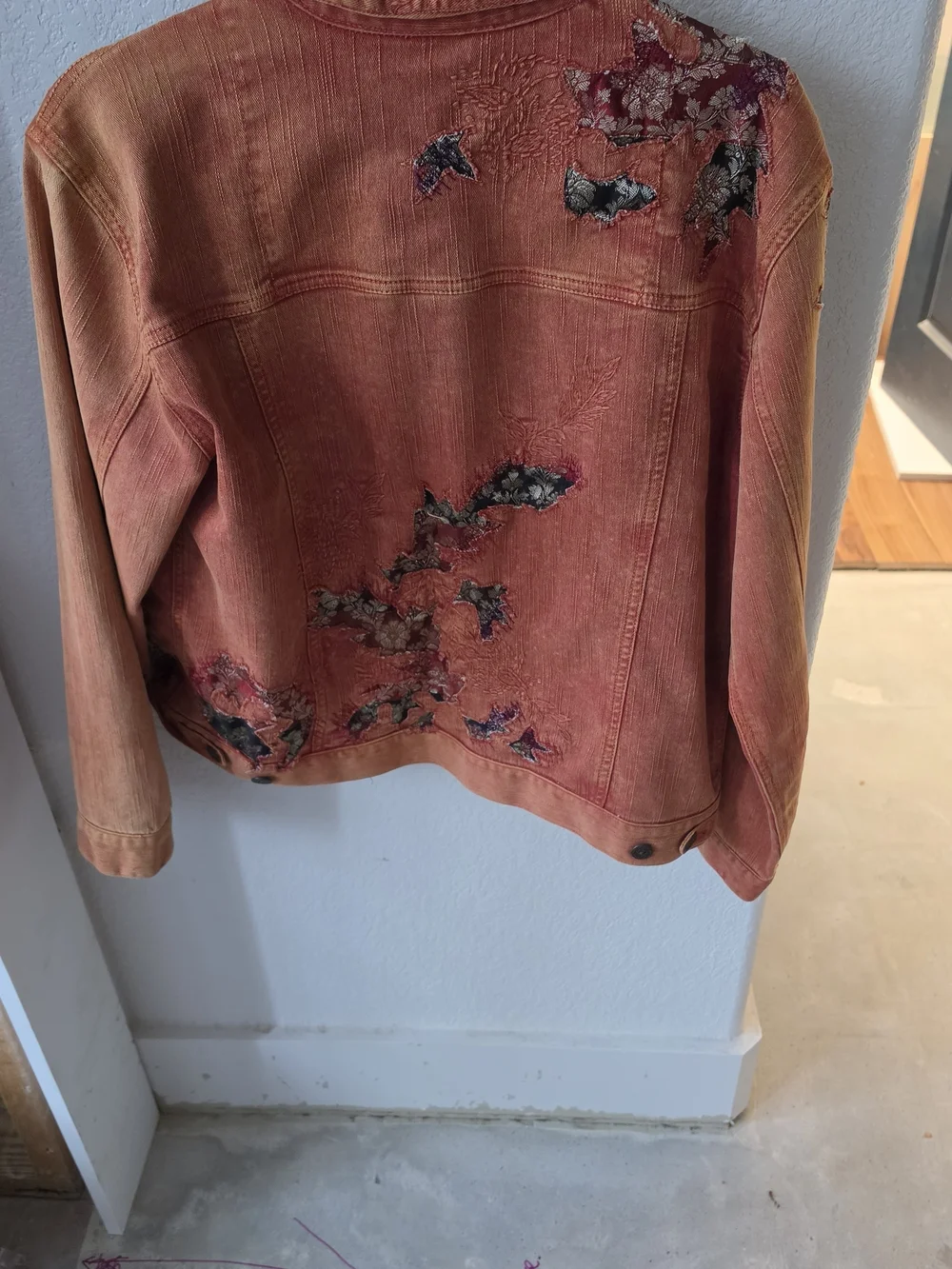 Chico's Burnt Orange Embroidered Denim Jacket - Picture 4 of 7